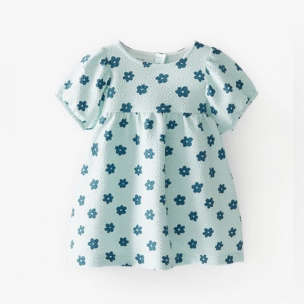 Zara Kids Girls Toddler Jacquard Dress Floral NEW without tags NWOT Modern Blue